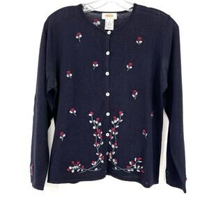 Vintage Talbots Petite flowers leaves embroidered cardigan women’s